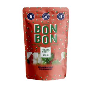 Mélange de bonbons sur la thématique de Noël, format de 150 g. Produits de la compagnie La Boîte à Bonbons.